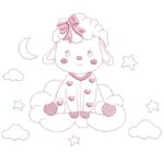 Matriz de Bordado Ovelhinha na Nuvem contorno para bordar