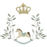 Matriz de Bordado Moldura coroa e Cavalinho para bordar