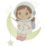 matriz de Bordado menina astronauta na Lua para bordar