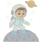 matriz de Bordado menino astronauta na Lua para bordar