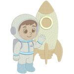 matriz de Bordado menino astronauta no Foguete para bordar