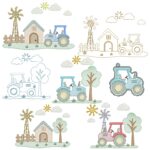 matriz de bordado Coleção Tratorzinho na Fazenda para bordar