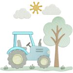 matriz de bordado Tratorzinho na arvore para bordar