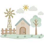 matriz de bordado cenario fazendinha para bordar