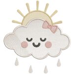 matriz de bordado nuvem com solzinho para bordar