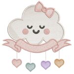 matriz de bordado nuvens coração e faixa para bordar