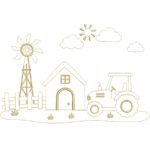 matriz de bordado tratorzinho na fazenda contorno para bordar