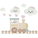 matriz de bordado trenzinho com nuvens para bordar