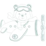 matriz de bordado ursinho aviador contorno para bordar