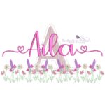 Matriz de Bordado nome Aila no jardim