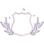 Matriz de bordado brasão lavanda com borboletas para bordar
