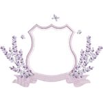 Matriz de bordado brasão lavanda com faixa para bordar