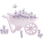 Matriz de bordado carrinho de mão com lavanda