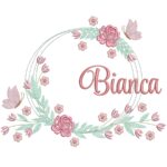 Matriz de bordado Nome Bianca Moldura Floral para bordar