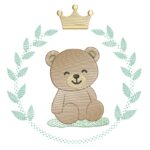 matriz de bordado Ursinho ramo de folhas para bordar