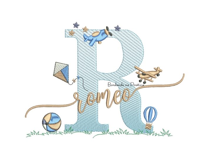 Matriz De Bordado Nome Romeo com Brinquedos  para bordar