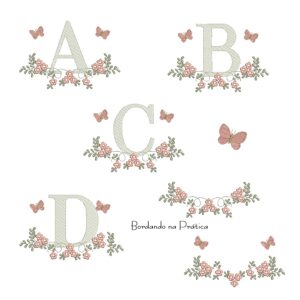 Matriz de Bordado - Coleção Alfabeto Raminho Flores BP