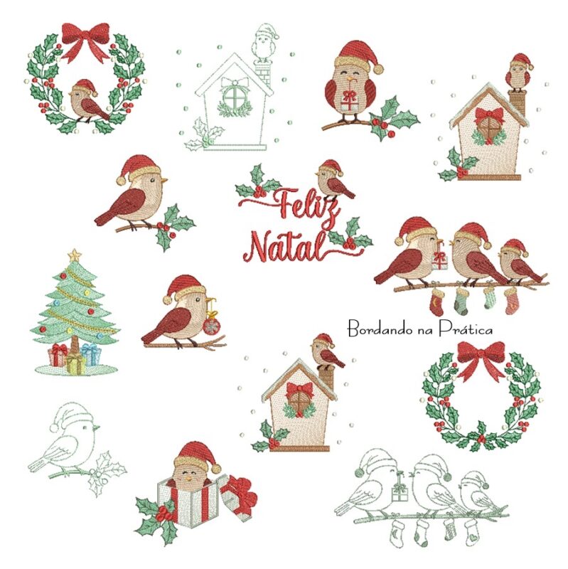 Matriz de Bordado - Coleção Passarinho Natal BP