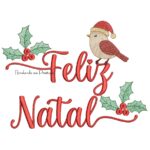 Matriz de Bordado - Feliz Natal com Passarinho BP