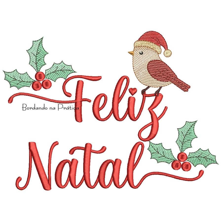 Matriz de Bordado - Feliz Natal com Passarinho BP Matriz de Bordado - Feliz Natal com Passarinho BP