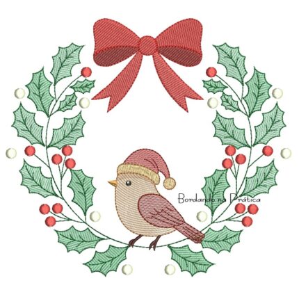 Matriz de Bordado - Guirlanda Natal com Passarinho BP