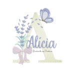 Matriz de Bordado Nome Alícia Lavanda com Laço