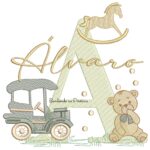 Matriz de Bordado Nome Álvaro Brinquedos de Infância