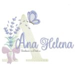 Matriz de Bordado Nome Ana Helena Lavanda com Laço