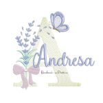 Matriz de Bordado Nome Andresa Lavanda com Laço