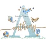 Matriz de Bordado Nome Anthony com Brinquedos