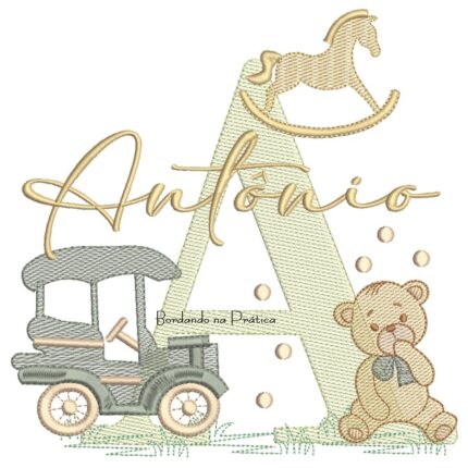 Matriz de Bordado Nome Antônio Brinquedos de Infância