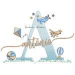 Matriz de Bordado Nome Antônio com Brinquedos