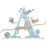 Matriz de Bordado Nome Apollo com Brinquedos