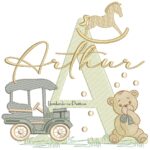 Matriz de Bordado Nome Arthur Brinquedos de Infância