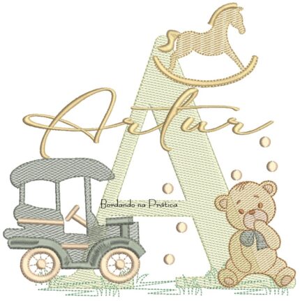 Matriz de Bordado Nome Artur Brinquedos de Infância
