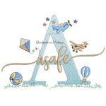 Matriz de Bordado Nome Asafe com Brinquedos