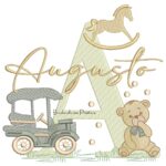 Matriz de Bordado Nome Augusto Brinquedos de Infância