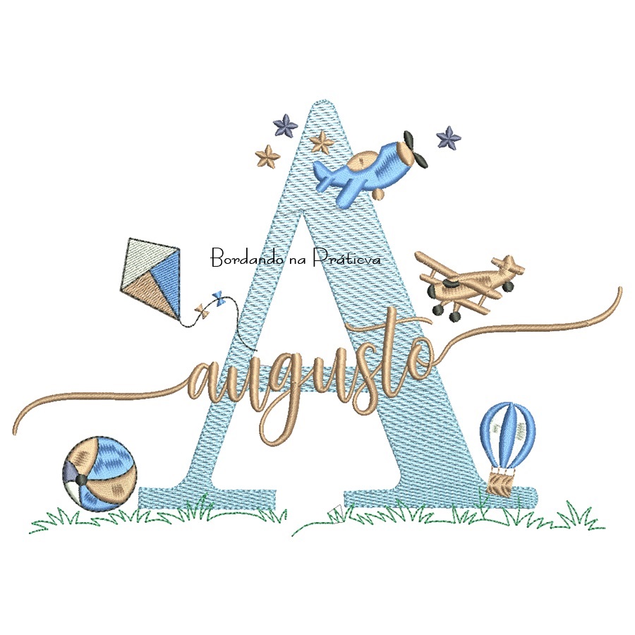 Matriz de Bordado Nome Augusto com Brinquedos Matriz de Bordado Nome Augusto com Brinquedos