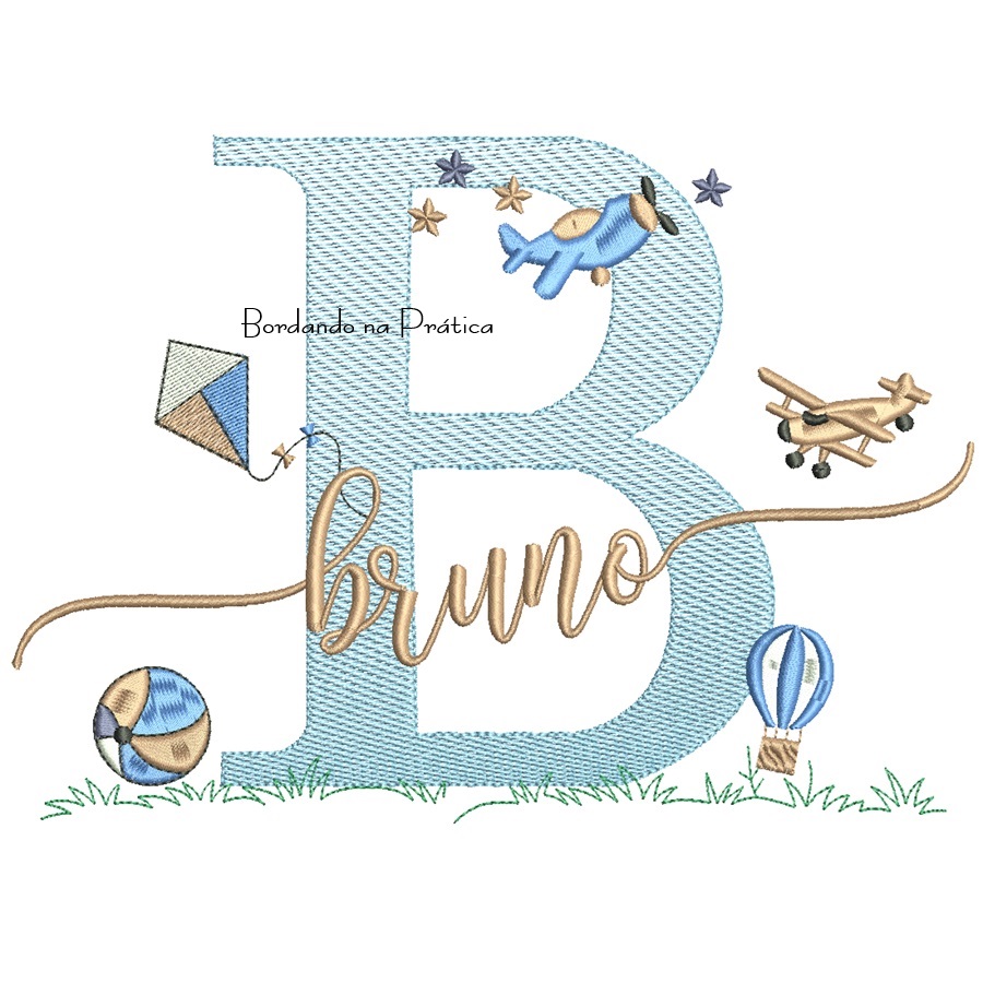Matriz de Bordado Nome Bruno com Brinquedos Matriz de Bordado Nome Bruno com Brinquedos