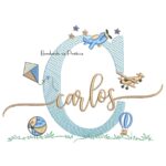 Matriz de Bordado Nome Carlos com Brinquedos