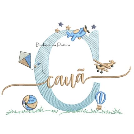 Matriz de Bordado Nome Cauã com Brinquedos