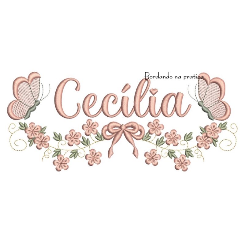 Matriz de Bordado - Nome Cecília com Raminho