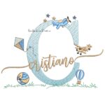 Matriz de Bordado Nome Cristiano com Brinquedos