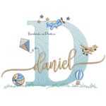 Matriz de Bordado Nome Daniel com Brinquedos
