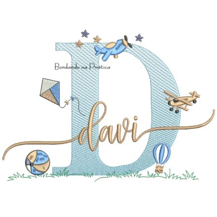 Matriz de Bordado Nome Davi com Brinquedos