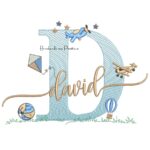 Matriz de Bordado Nome David com Brinquedos