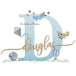 Matriz de Bordado Nome Douglas com Brinquedos