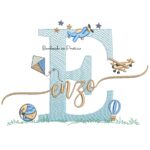 Matriz de Bordado Nome Enzo com Brinquedos