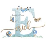 Matriz de Bordado Nome Erick com Brinquedos