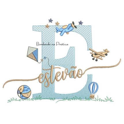 Matriz de Bordado Nome Estevão com Brinquedos
